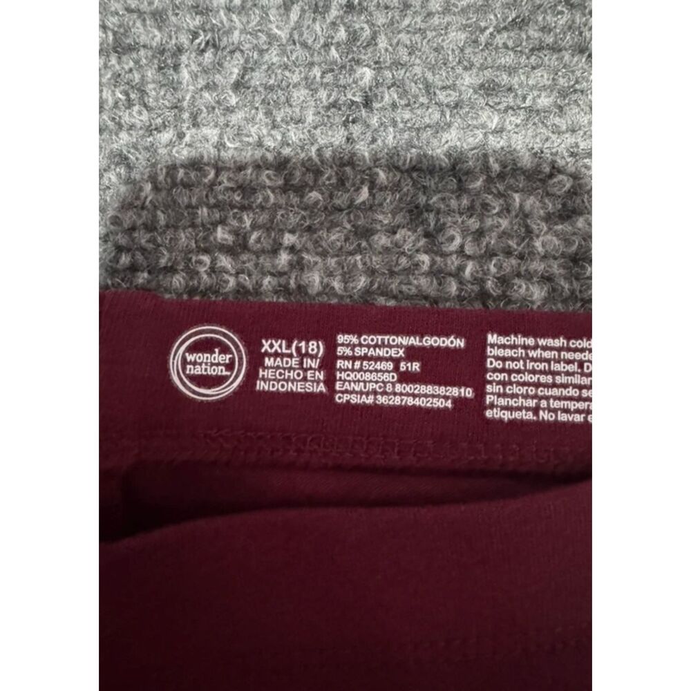3 Pack XXL 18 Girls Leggings Burgundy